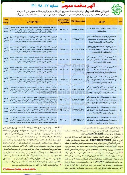مناقصه بازسازی مرمت و احداث ساختمانهای اداری سطح..