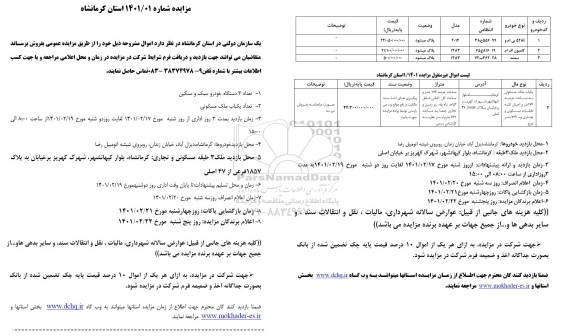مزایده تعداد 3 دستگاه خودرو سبک و سنگین...