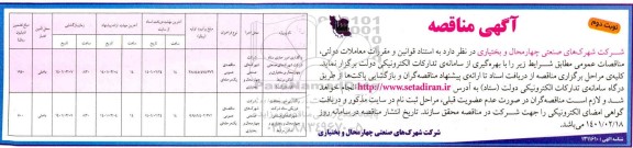 مناقصه واگذاری امور جاری ستاد شرکت شهرک های صنعتی ...