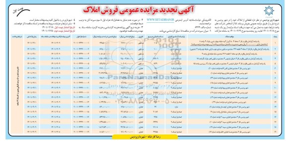 مزایده فروش یک واحد آپارتمان با کاربری تجاری- مسکونی