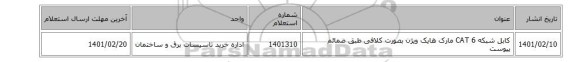 کابل شبکه CAT 6 مارک هایک ویژن بصورت کلافی طبق ضمائم پیوست