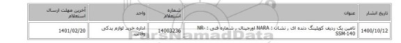 تامین یک ردیف کوپلینگ دنده ای , نشان  : NARA  اورجینال , شماره فنی :  NR-SSM-140