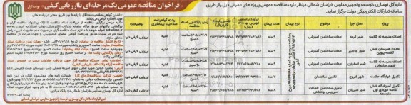مناقصه، مناقصه عمومی احداث مدرسه نه کلاسه... 