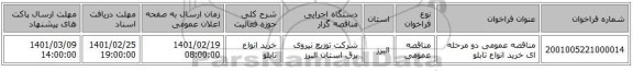 مناقصه، مناقصه عمومی دو مرحله ای خرید انواع تابلو