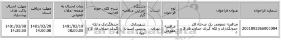 مناقصه، مناقصه عمومی یک مرحله ای جدولگذاری و لکه گیری جداول فاز 3 و 4