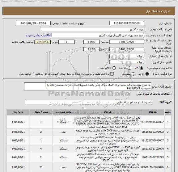 استعلام به شرح پیوست دقت شود ایران کدها ملاک نمی باشد-تسویه اسناد خزانه اسلامی001 با سررسید1401/8/21