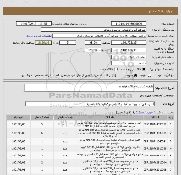 استعلام طرقبه شاندیز-اتصالات فولادی