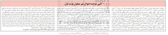 مزایده، مزایده فروش یک باب ساختمان تجاری پلاک ثبتی 11230/25...