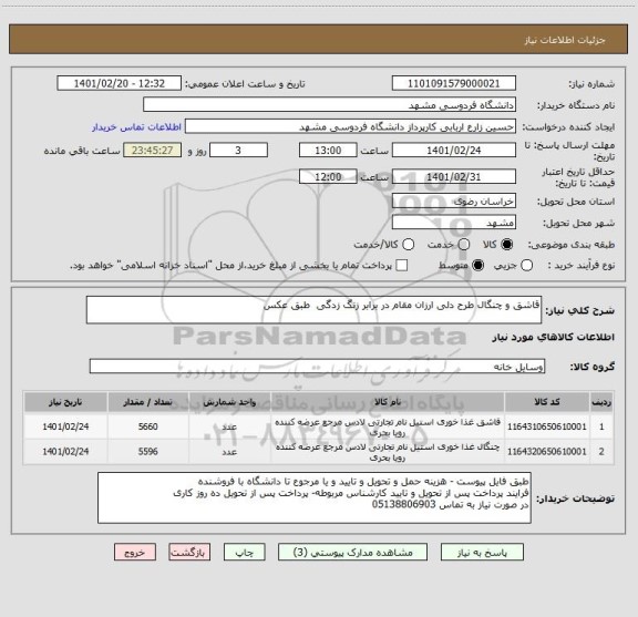 استعلام قاشق و چنگال طرح دلی ارزان مقام در برابر زنگ زدگی  طبق عکس