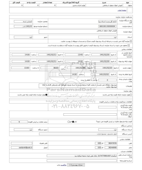 مزایده ، فروش اموال منقول اسقاطی