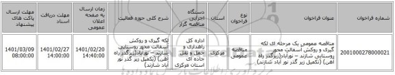 مناقصه، مناقصه عمومی یک مرحله ای لکه گیری و روکش آسفالت محور روستایی شازند – نورآباد(زیرگذر راه آهن) (تکمیل زیر گذر نور آباد شازند)