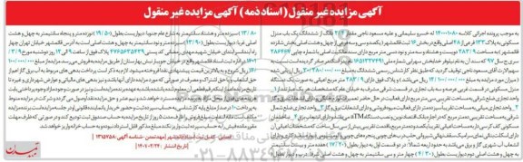 مزایده، زایده ششدانگ یک باب منزل مسکونی به پلاک 133 فرعی از 48 اصلی - واحد تجاری