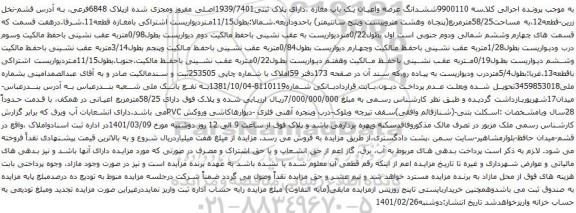 آگهی مزایده ششدانگ عرصه واعیان یک باب مغازه ،دارای پلاک ثبتی1939/7401اصلی مفروز ومجزی شده ازپلاک 6848فرعی