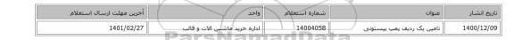 تامین یک ردیف پمپ پیستونی