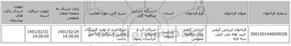 فراخوان ارزیابی کیفی خرید لوله پلی اتیلن سه لایه 
