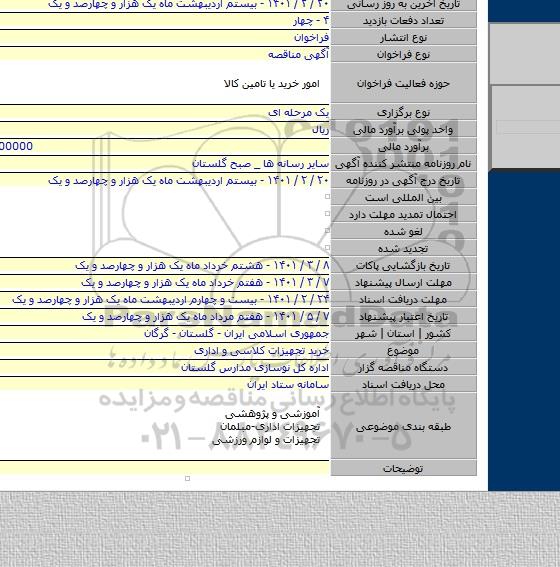 خرید تجهیزات کلاسی و اداری