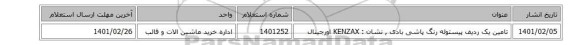 تامین یک ردیف پیستوله ‎رنگ پاشی‏ ‎بادی , نشان : KENZAX اورجینال