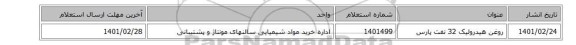 روغن هیدرولیک 32 نفت پارس