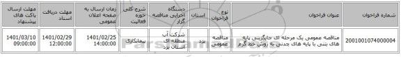 مناقصه عمومی یک مرحله ای جایگزینی پایه های بتنی با پایه های چدنی به روش خط گرم