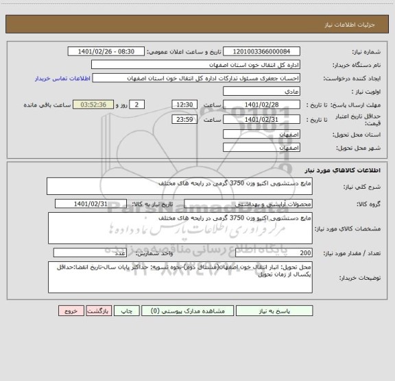 استعلام مایع دستشویی اکتیو وزن 3750 گرمی در رایحه های مختلف