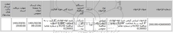 فراخوان ارزیابی کیفی خرید لوله فولادی 