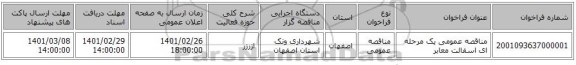 مناقصه عمومی یک مرحله ای     اسفالت معابر