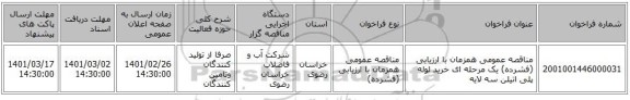 مناقصه عمومی همزمان با ارزیابی (فشرده) یک مرحله ای خرید لوله پلی اتیلن سه لایه 