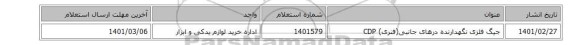 جیگ ‎فلزی‏ ‎نگهدارنده درهای جانبی(فنری)‏ ‎CDP‏