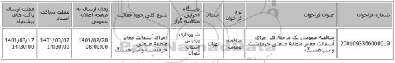 مناقصه عمومی یک مرحله ای اجرای آسفالت معابر منطقه صنعتی خرمدشت و سیاهسنگ 