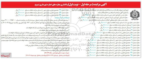 مزایده واگذاری مغازه