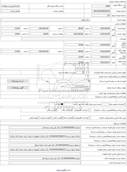 مزایده ، سالن قنوات