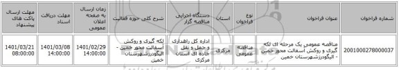 مناقصه عمومی یک مرحله ای لکه گیری و روکش آسفالت محور خمین - الیگودرزشهرستان خمین