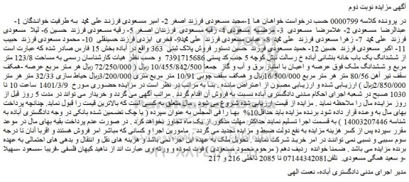 مزایده ملک به مساحت 123/8 متر مربع