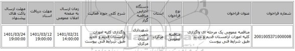 مناقصه عمومی یک مرحله ای واگذاری کلیه امورات آرامستان قدیم و جدید طبق شرایط فنی پیوست
