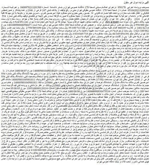 مزایده فروش ششدانگ پلاک ثبتی بشماره 554 فرعی از 2346 اصلی