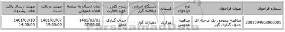 مناقصه عمومی یک مرحله ای جدول گذاری گوار