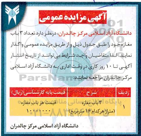 مزایده واگذاری تعداد 3 باب مغازه
