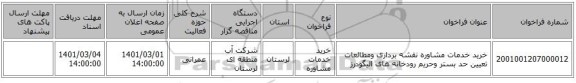 خرید خدمات مشاوره نقشه برداری ومطالعات تعیین حد بستر وحریم رودخانه های الیگودرز