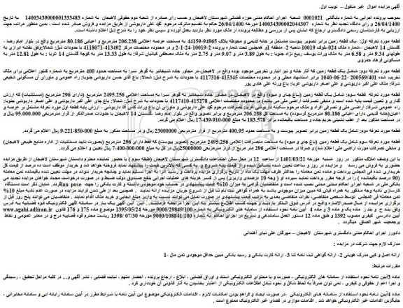 مزایده یک قطعه زمین