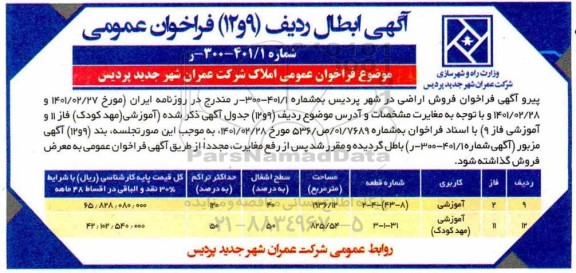 ابطال مزایده فروش املاک و مستغلات 