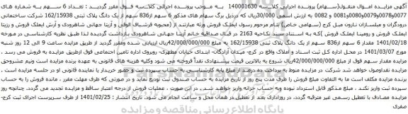 آگهی مزایده سهام