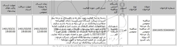 مناقصه عمومی یک مرحله ای مناقصه عمومی یک مرحله ای پروژه باند کندرو