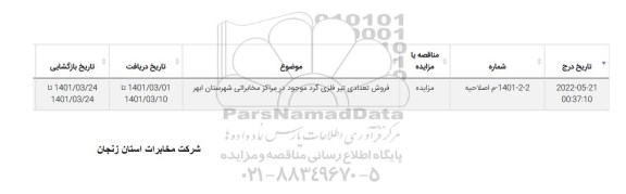 مزایده تعدادی تیر فلزی گرد - اصلاحیه