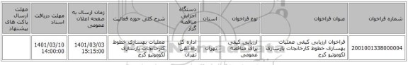 فراخوان ارزیابی کیفی عملیات بهسازی خطوط کارخانجات بازسازی لکوموتیو کرج