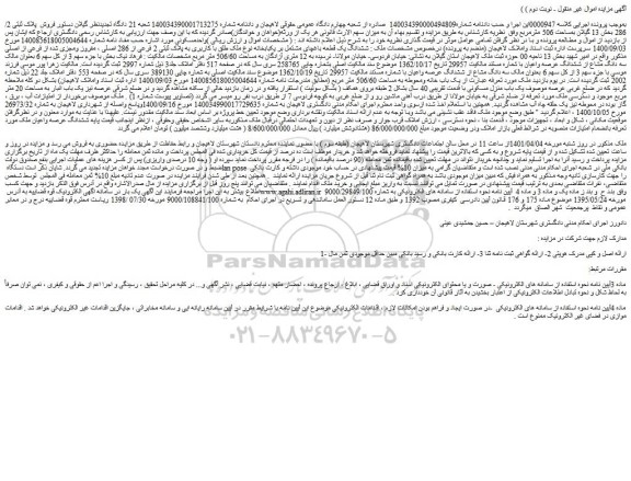 مزایده فروش ششدانگ یک قطعه باغچای مشتمل بر یکبابخانه نوع ملک طلق با کاربری به پلاک ثبتی 2 فرعی از 286 اصلی ، مفروز ومجزی شده از فرعی از اصلی