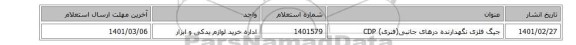 جیگ ‎فلزی‏ ‎نگهدارنده درهای جانبی(فنری)‏ ‎CDP‏
