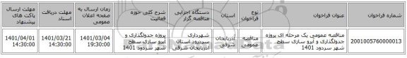 مناقصه عمومی یک مرحله ای پروژه جدولگذاری و آبرو سازی سطح شهر سردود 1401