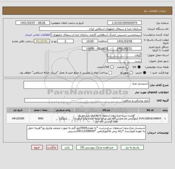 استعلام شنیتسل مرغ 