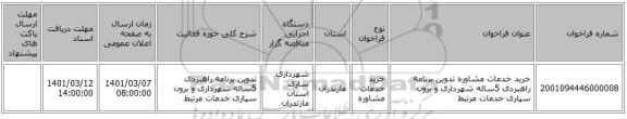 خرید خدمات مشاوره تدوین برنامه راهبردی 5ساله شهرداری و برون سپاری خدمات مرتبط