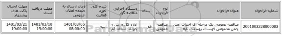 مناقصه عمومی یک مرحله ای احداث زمین چمن مصنوعی فوتسال روستای نایه 